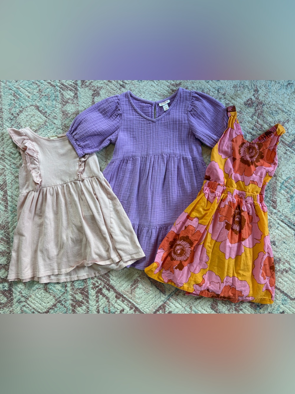 Set of 3 Girls Woven Lightweight Summer Dresses
